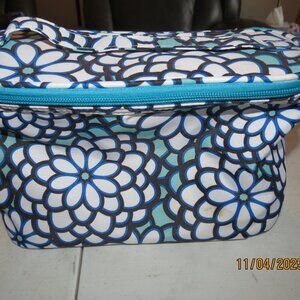Modella 9 inch White and Blue Floral Bag